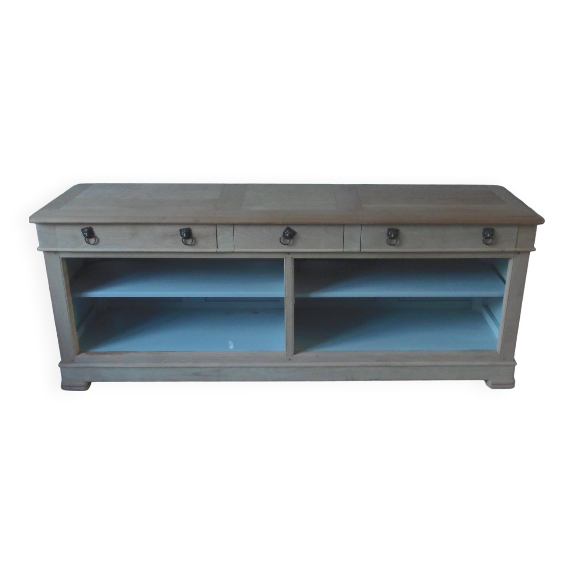crafted dresser in raw solid wood.