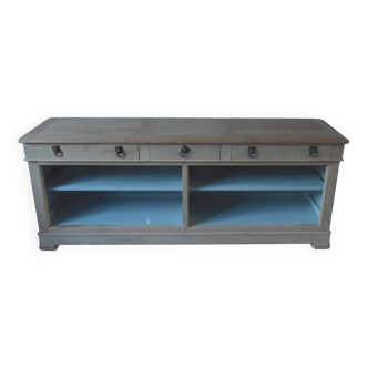 crafted dresser in raw solid wood.
