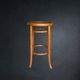 Antique high bistro stool in curved wood with a floral decorated top, Thonet style – around 1900