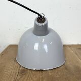 Industrial Grey Enamel Factory Pendant Lamp, 1960s