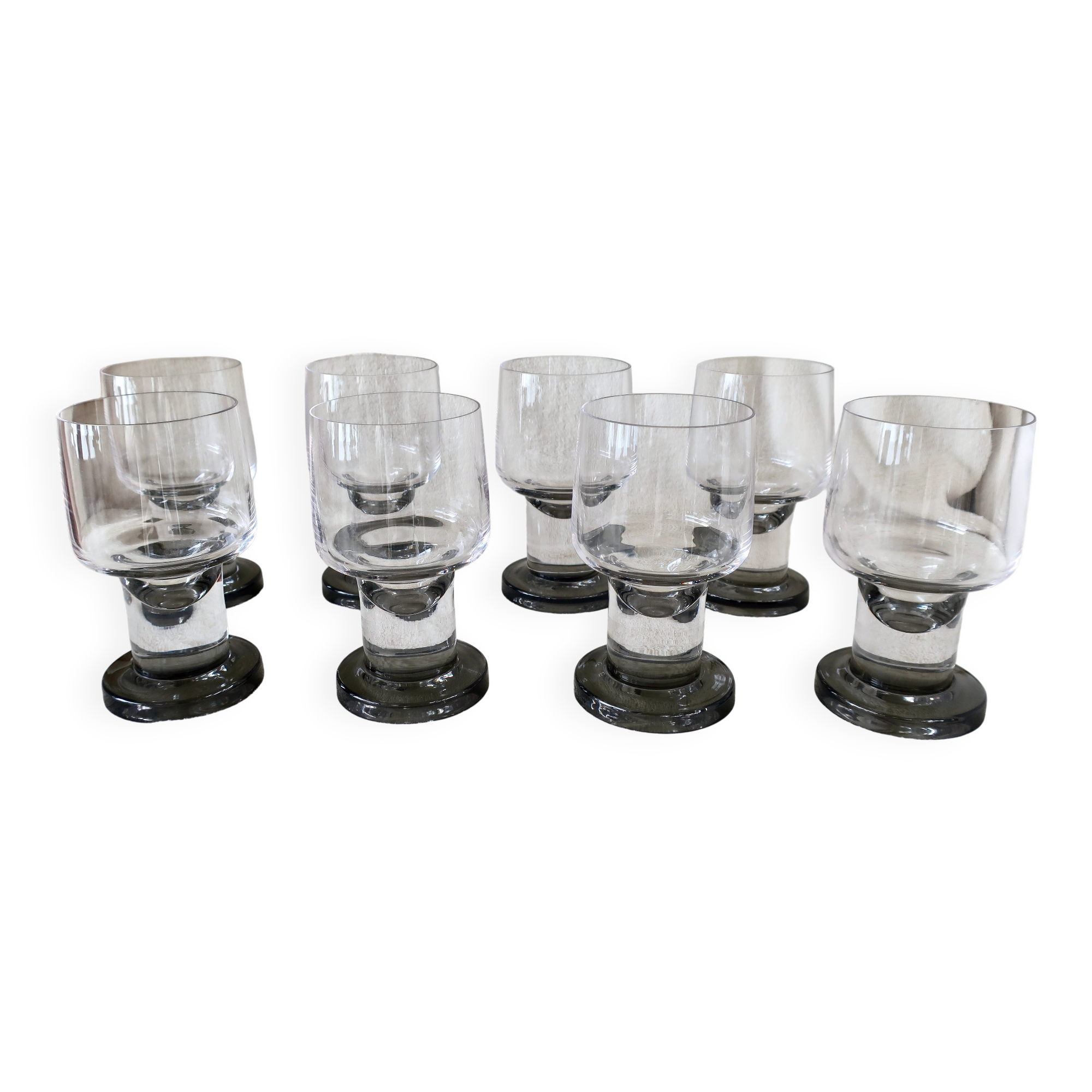 8 Scandinavian Drinking Glasses in Crystal 1970s