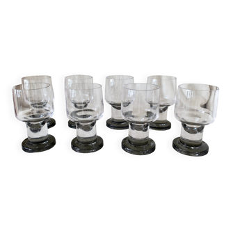 8 Scandinavian Crystal Drinking Glasses 1970s