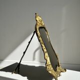 Art Deco style gilded bronze mirror with beveled glass H40cm