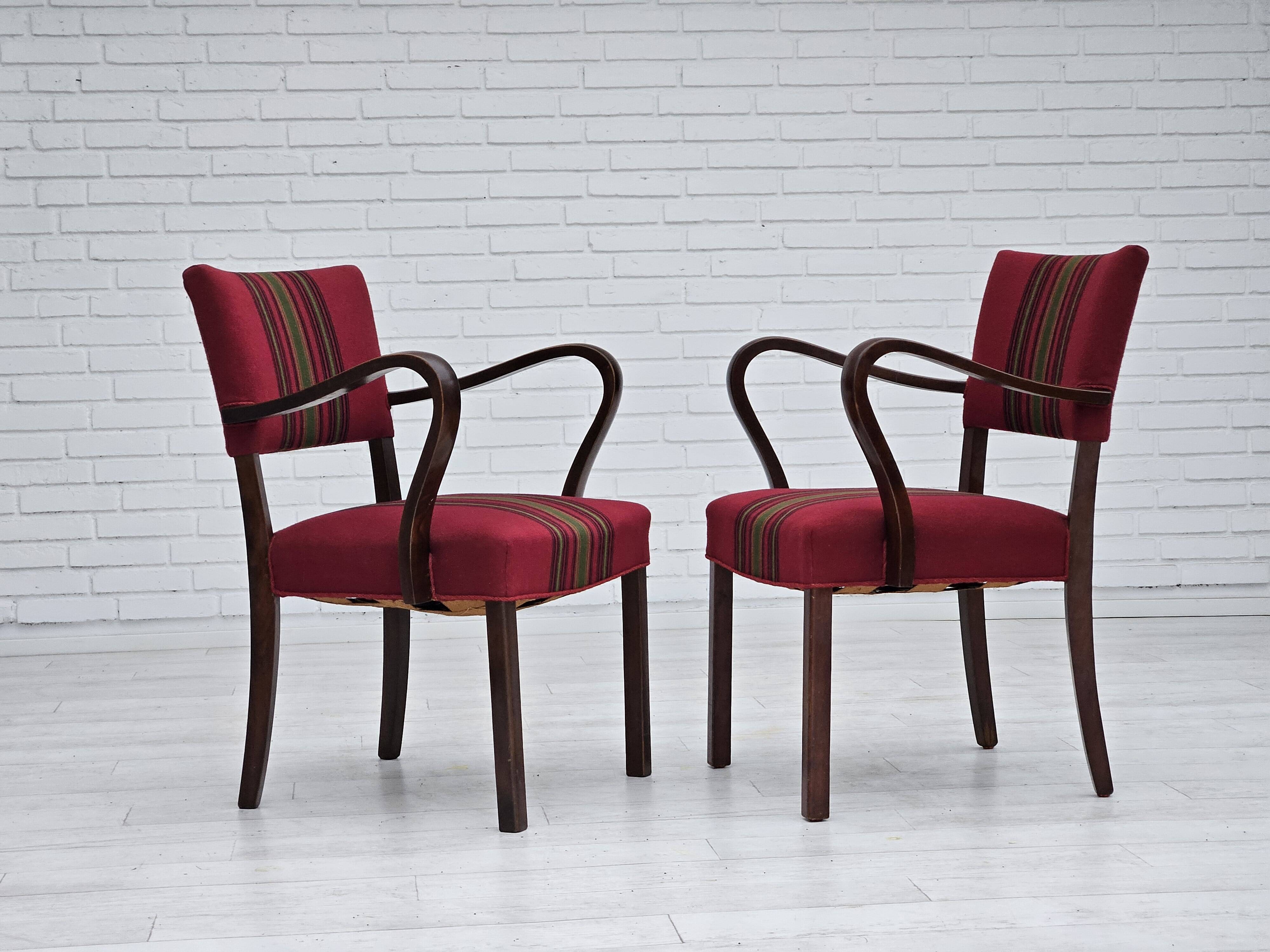 1950s, pair of Danish armchairs