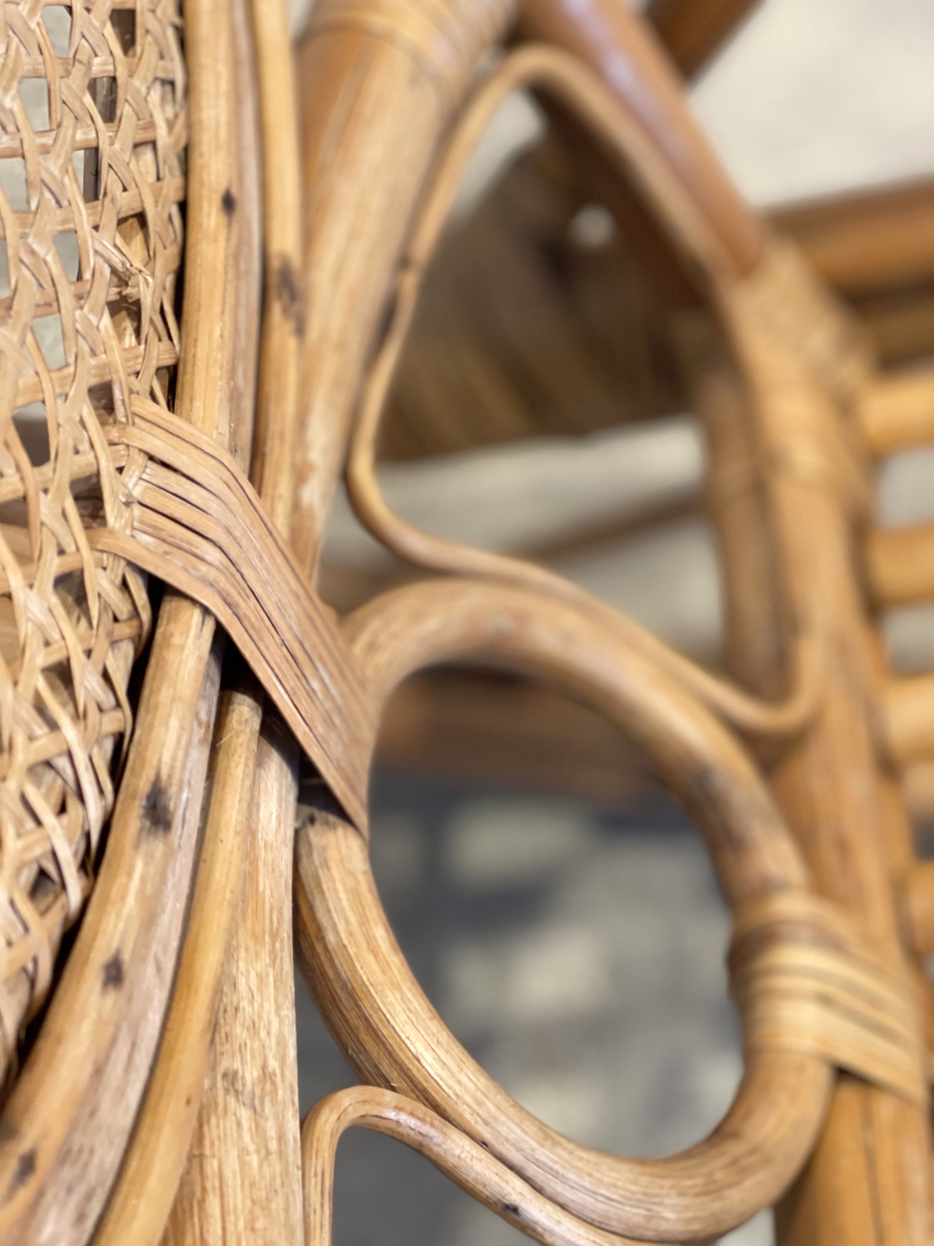 XXL vintage rattan garden armchair or deck chair