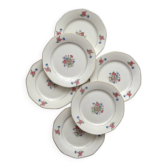 6 assiettes plates fleuries "Nice" Digoin et Sarreguemines vintage