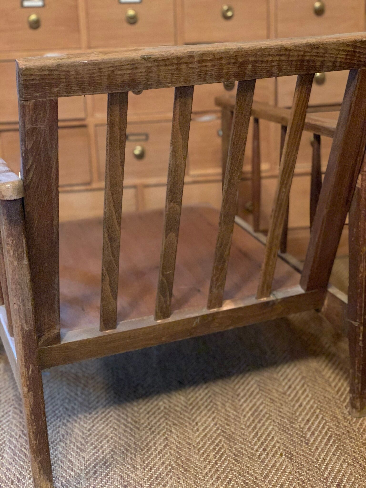 Scandinavian old wooden armchair