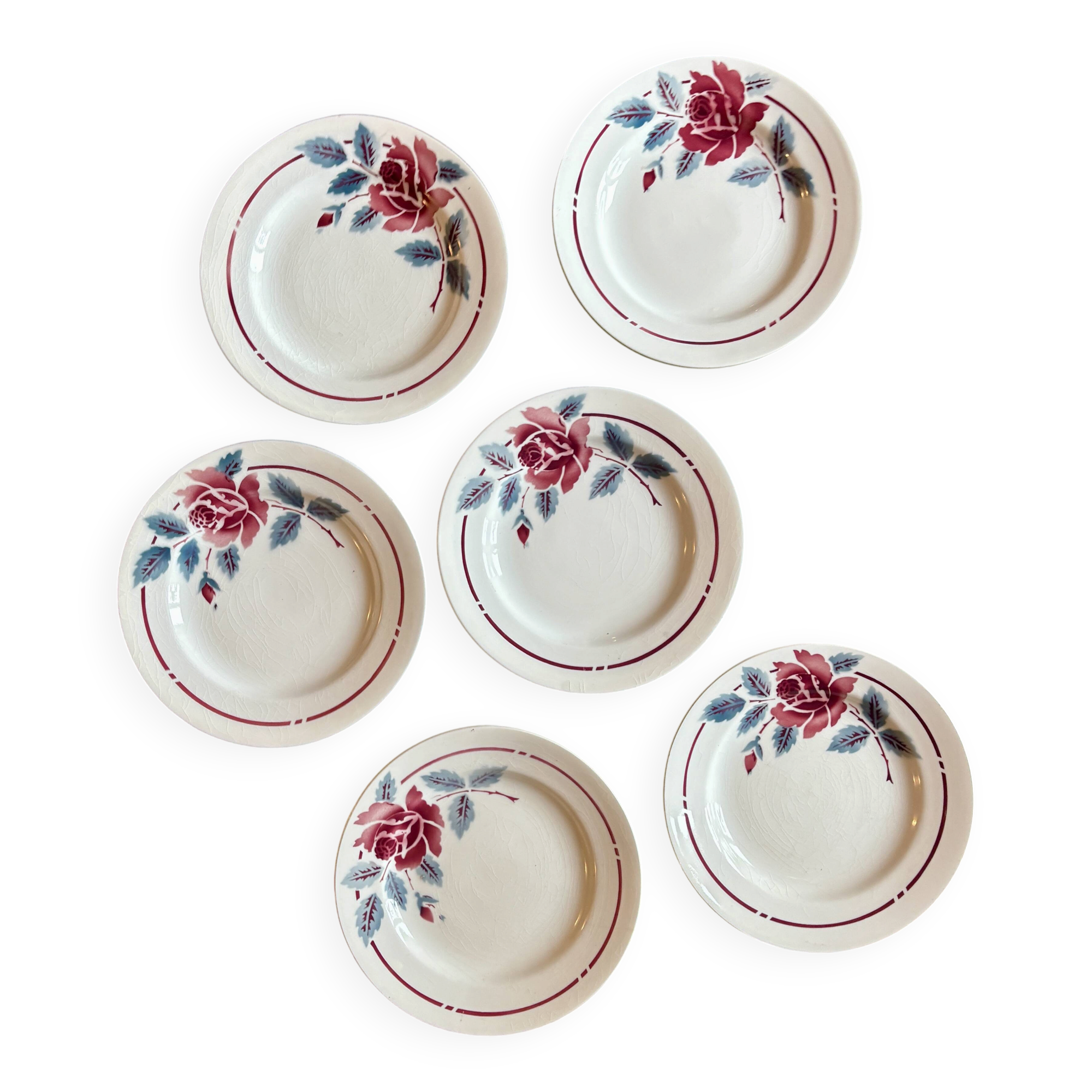 Set of 6 vintage dessert plates Model Nice by Moulin des Loups