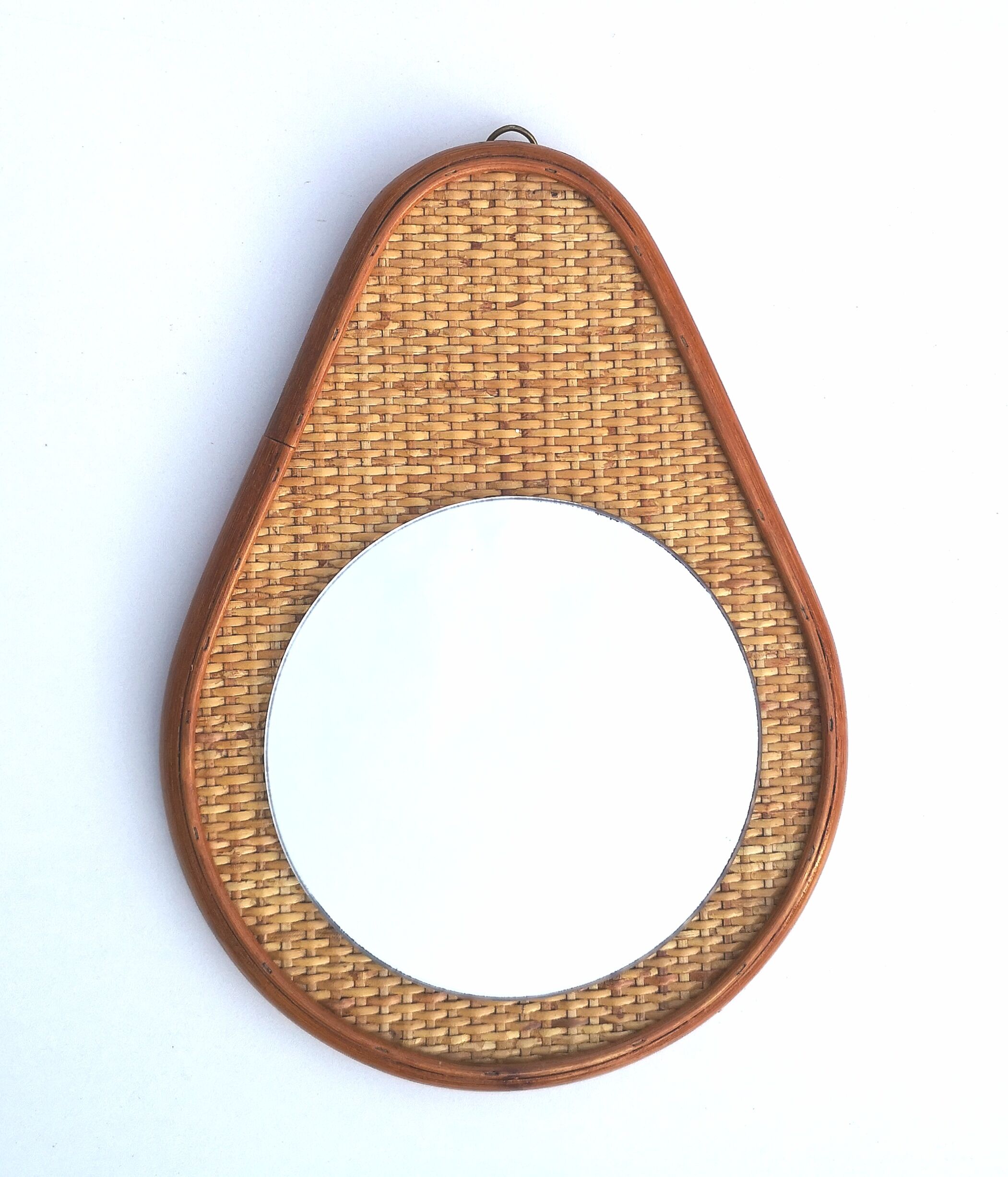 Miroir vintage en rotin, 32,5x24 cm