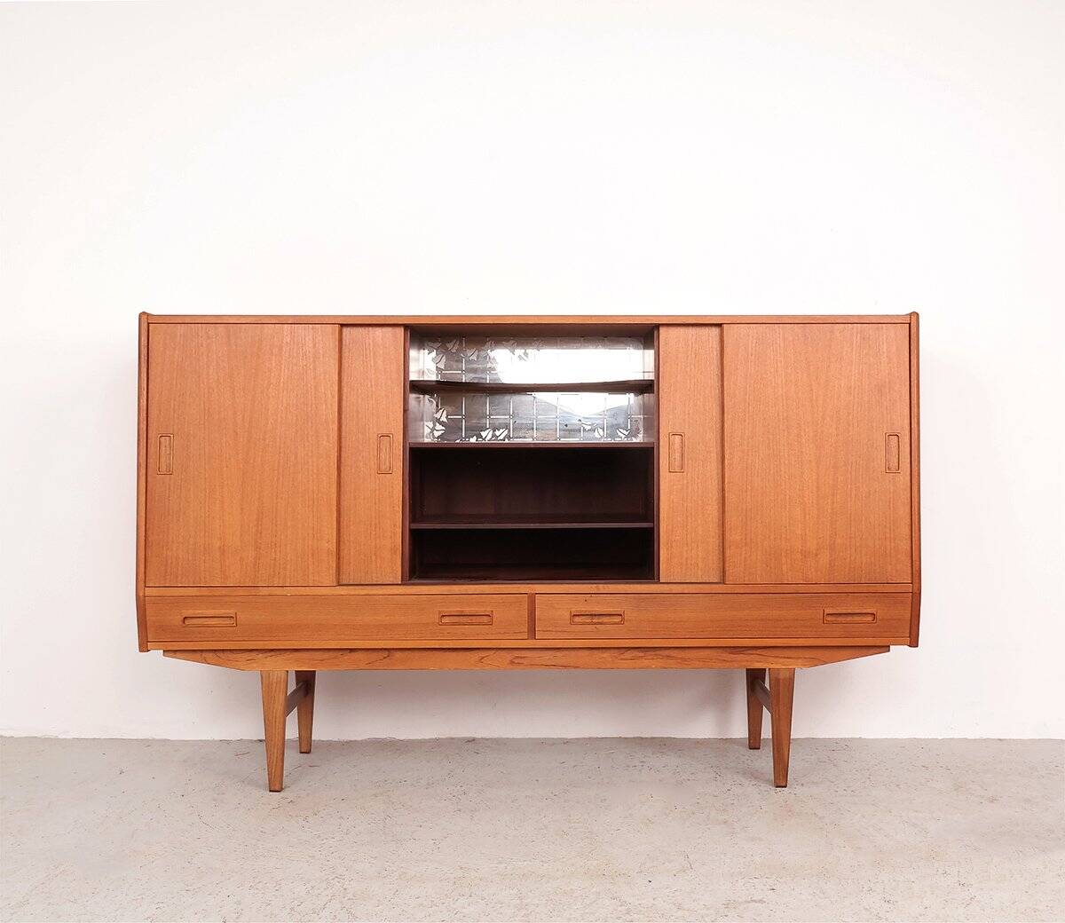 Teak highboard with sliding doors from Westergaard, 1960s