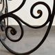 Vintage floor lamp in wrought iron and opaline.