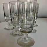 Set of 9 modernist half crystal water wine roller glasses 1960