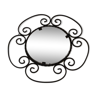 Old witch mirror/curved wrought iron mirror, 43 cm