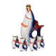 Set of 7 glasses and a glass carafe decorated with blue fish, Mid-Century Modern style, Europe, 1960s.