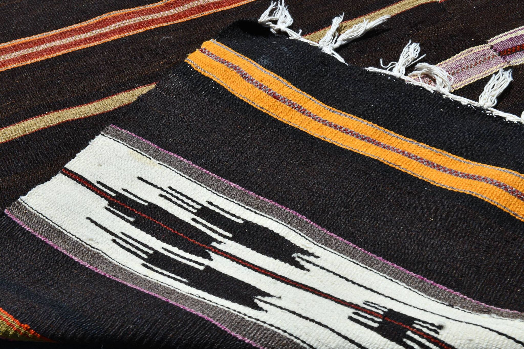 Tapis Kilim turc à motif marocain rayé en 100 % laine, 181x305 cm