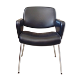 Black vintage conference chair, chrome feet