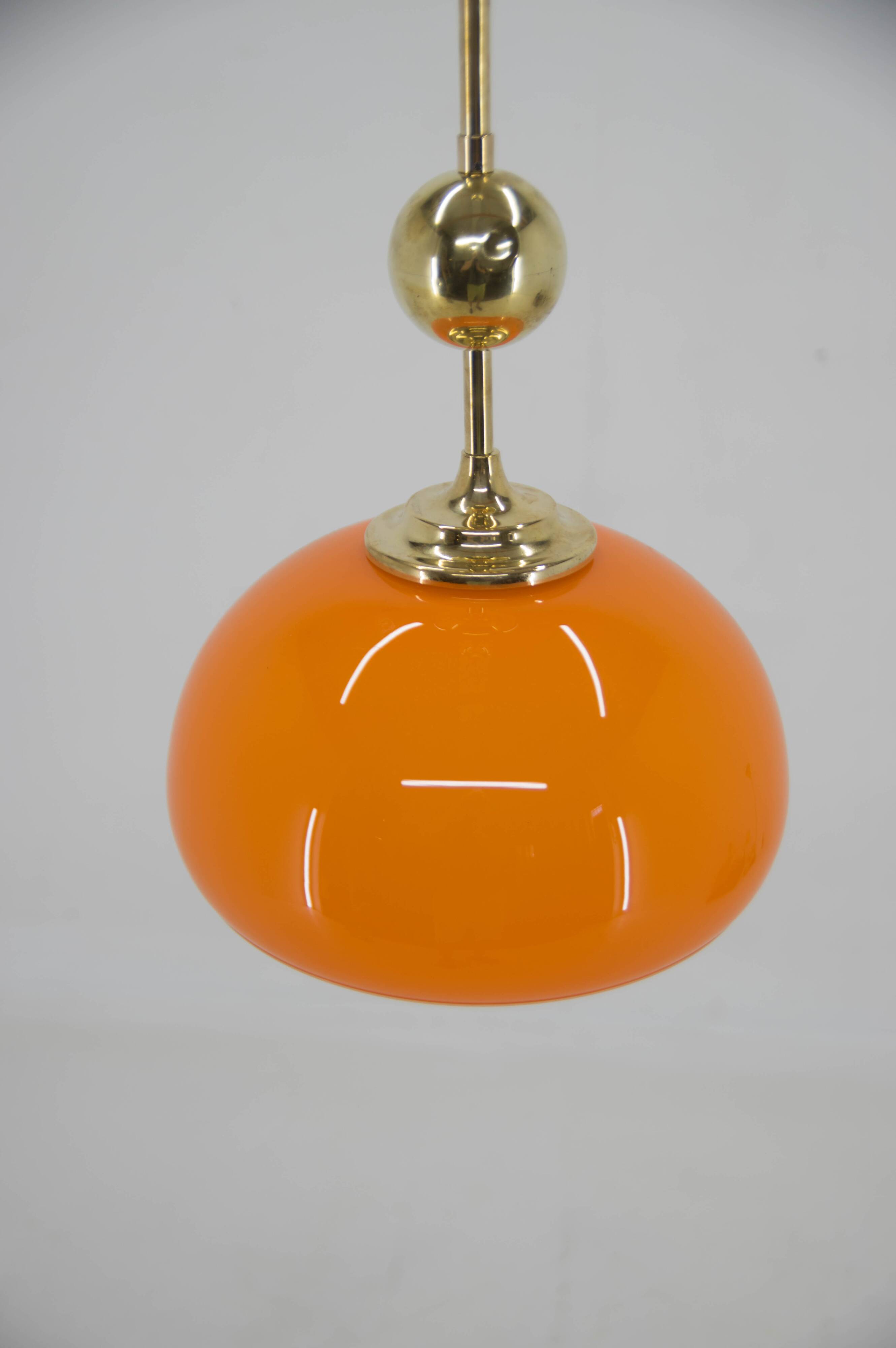 Orange glass and brass pendant, 1980s, restored
