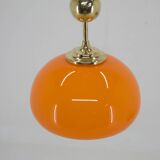 Suspension en verre orange et laiton, années 1980, restauré
