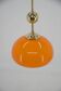 Orange glass and brass pendant, 1980s, restored