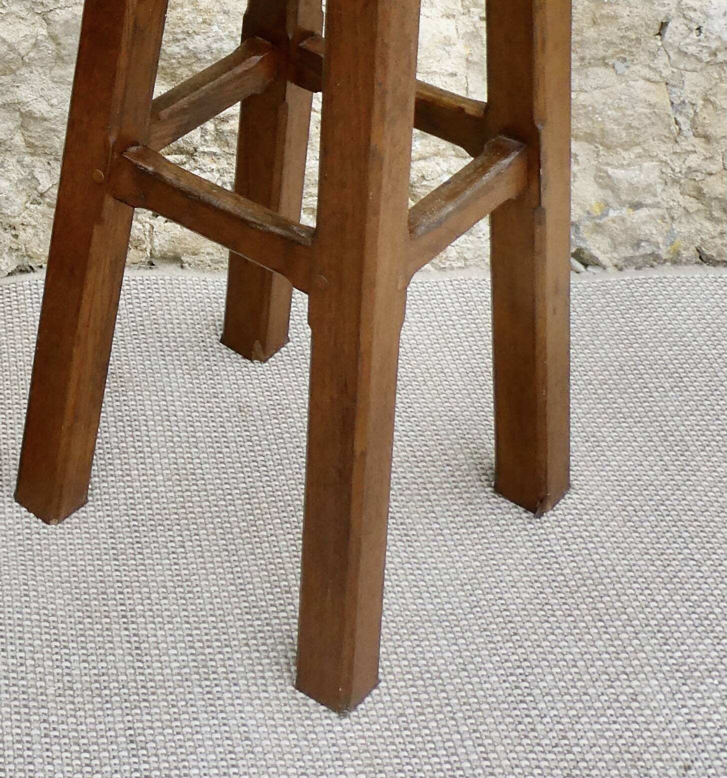 Pair of high solid wood bar stools