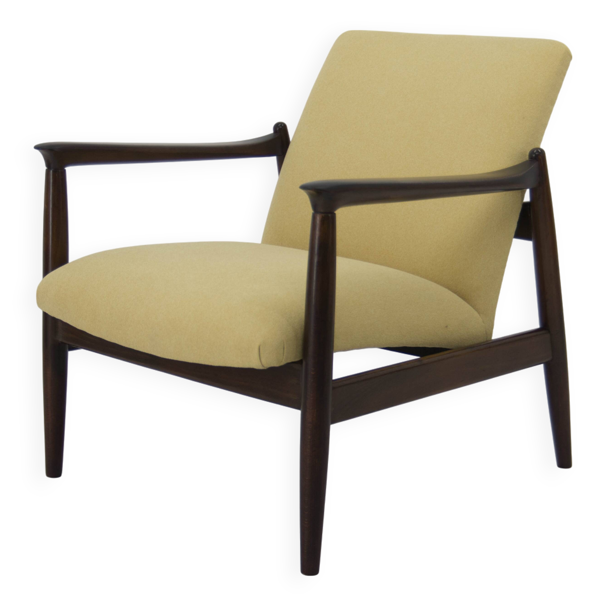 1960s edmund homa model gfm 64 beech armchair, restored
