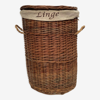 Vintage wicker laundry basket dimension: height -48cm- width -36cm- depth -23cm-