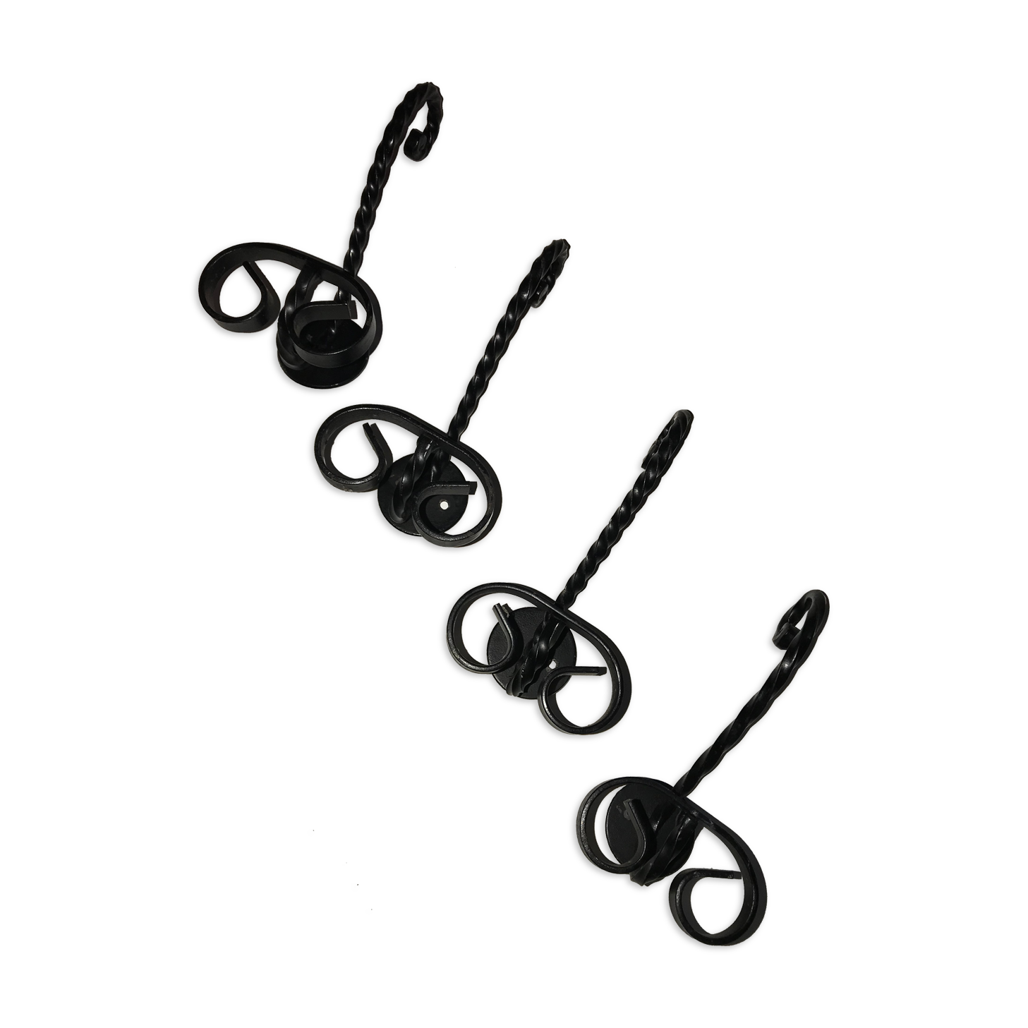 Black wrought iron coat hooks