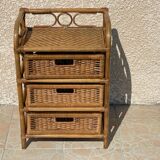 Cabinet with vintage rattan drawers