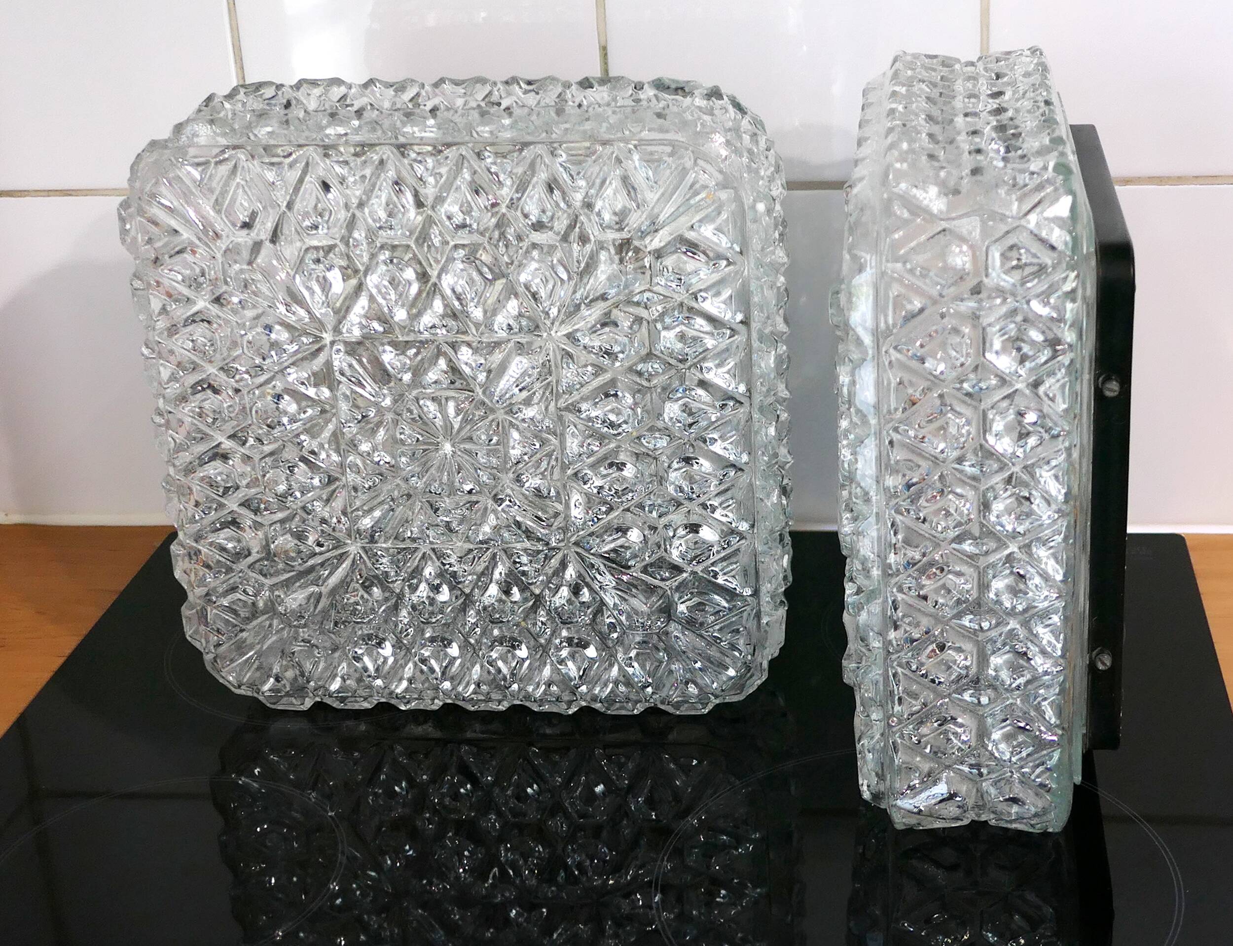 Pair of wall lights or ceiling lights Limburg Glashutte 1960s