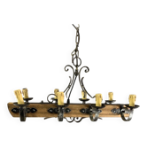 Lustre rustique en bois et métal