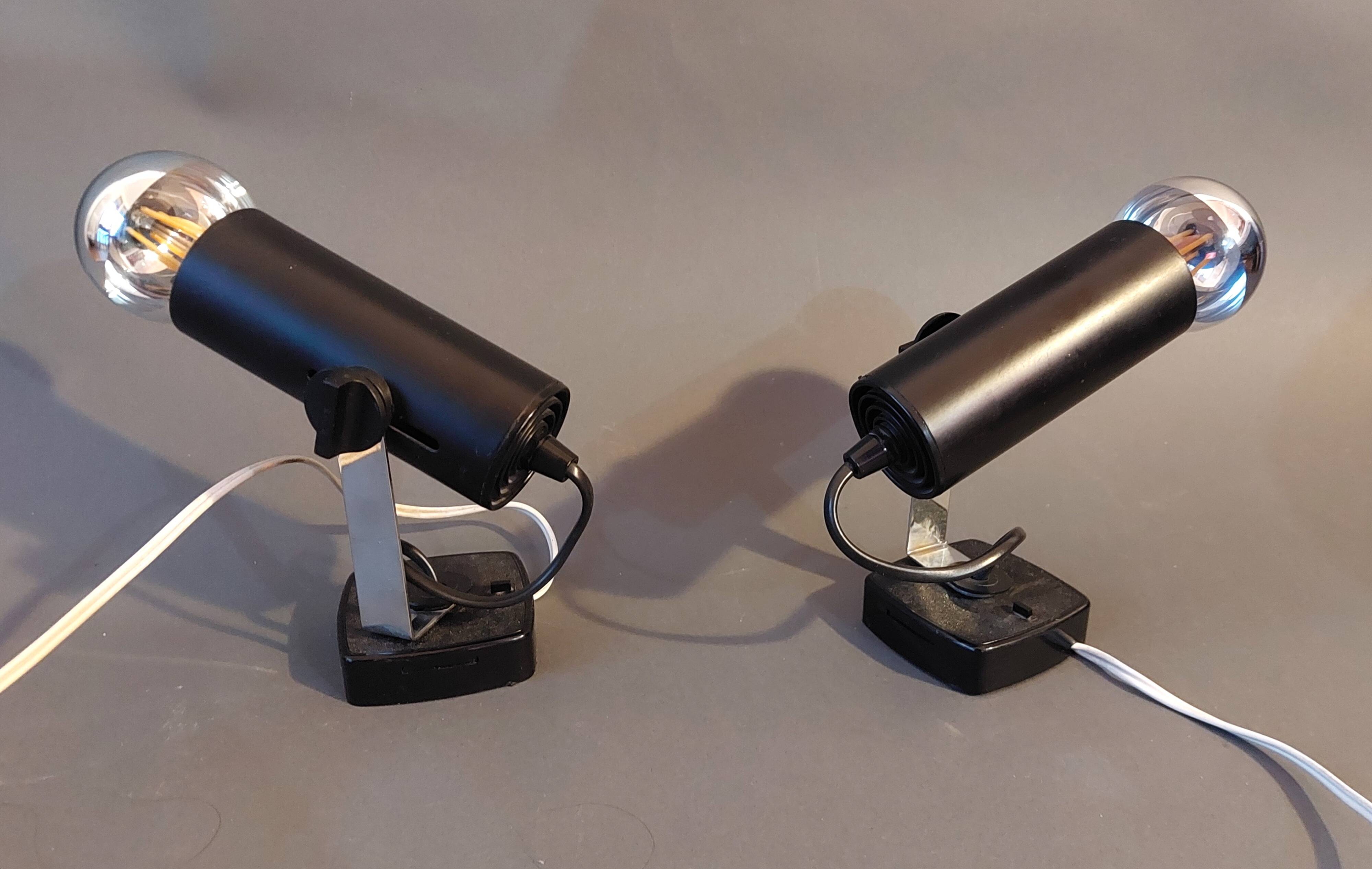 Pair of black Targetti Sankey wall lights 1970.