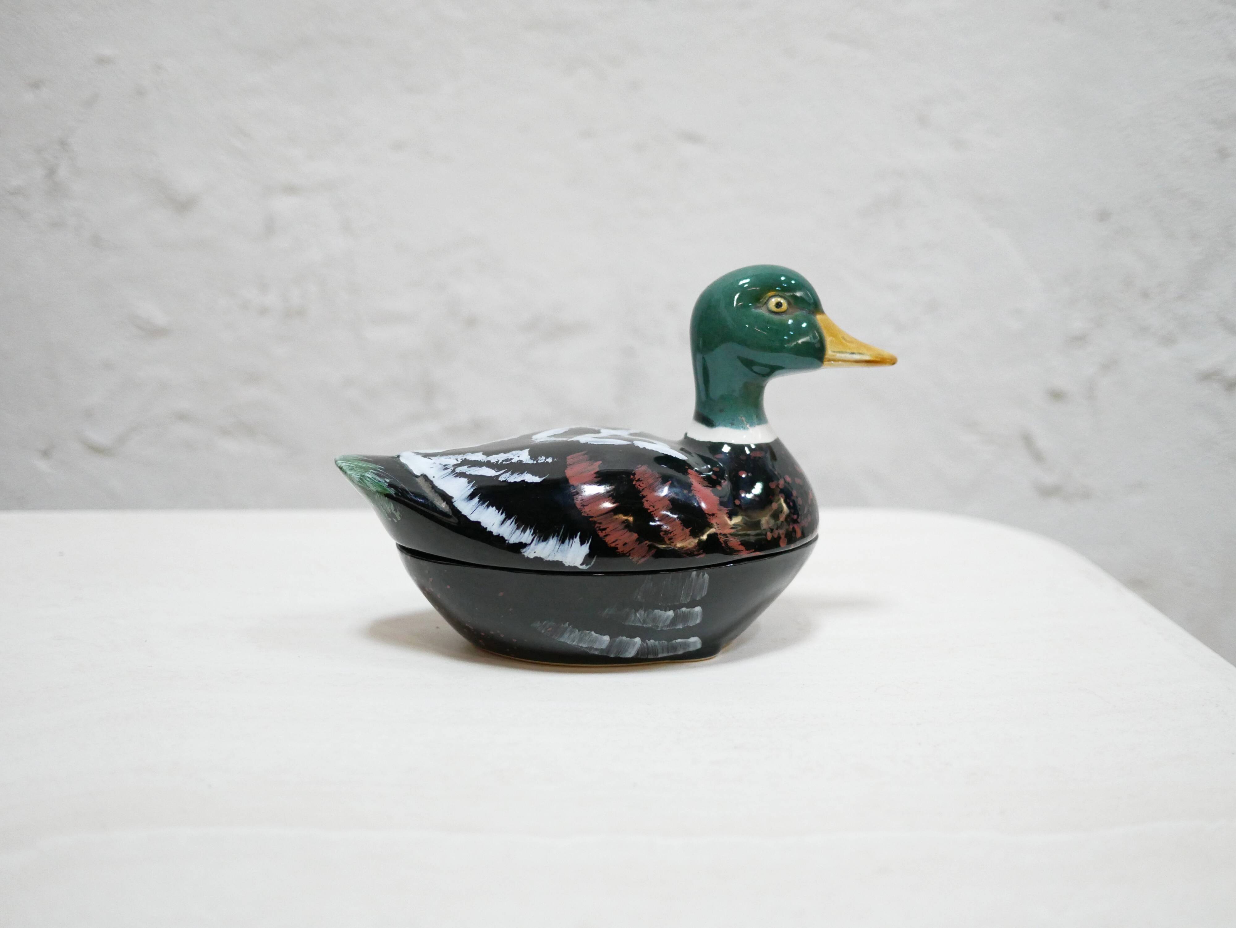 Vintage ceramic duck terrine by Michel Caugant