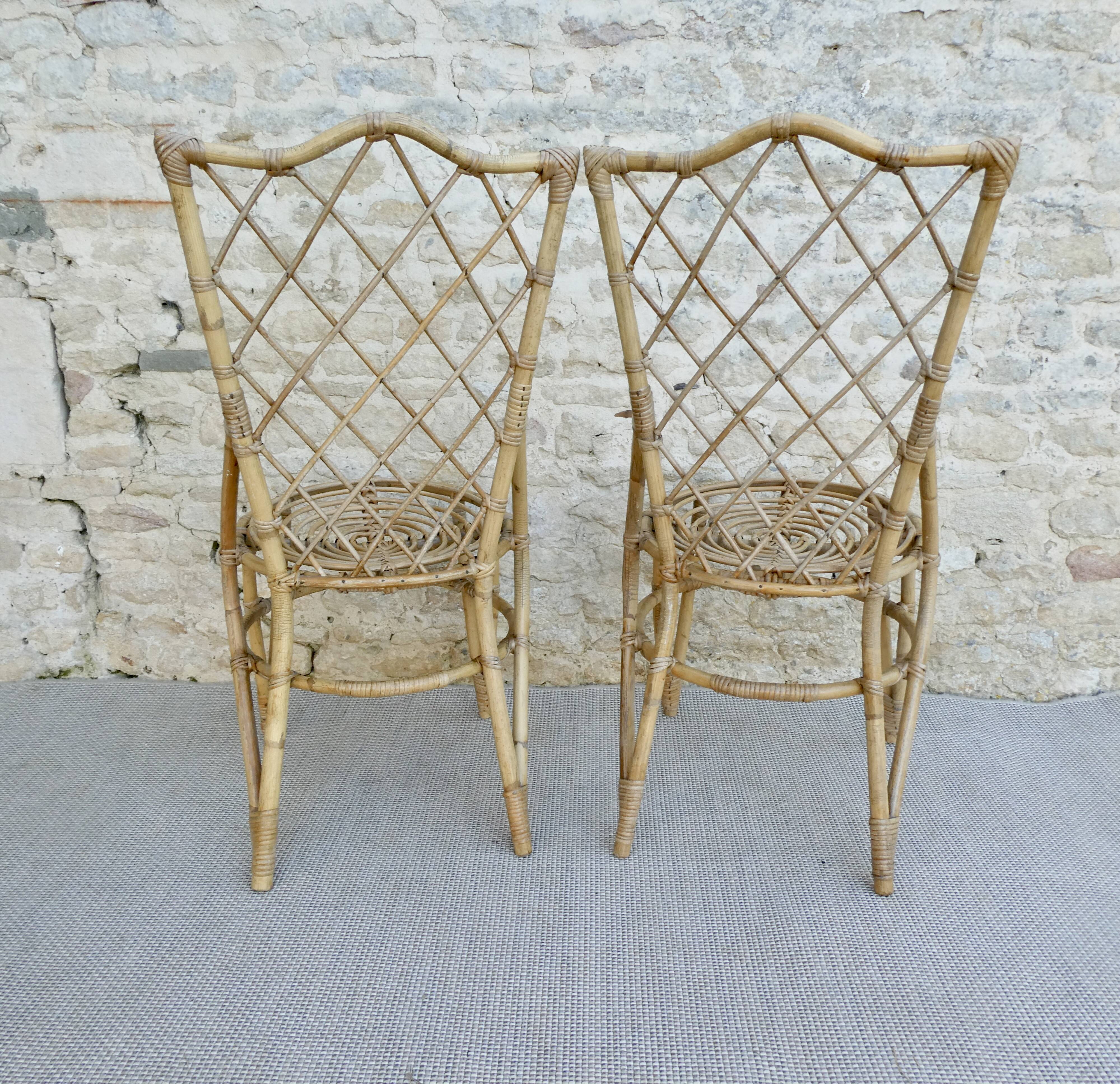Paire de chaises en rotin Louis Sognot