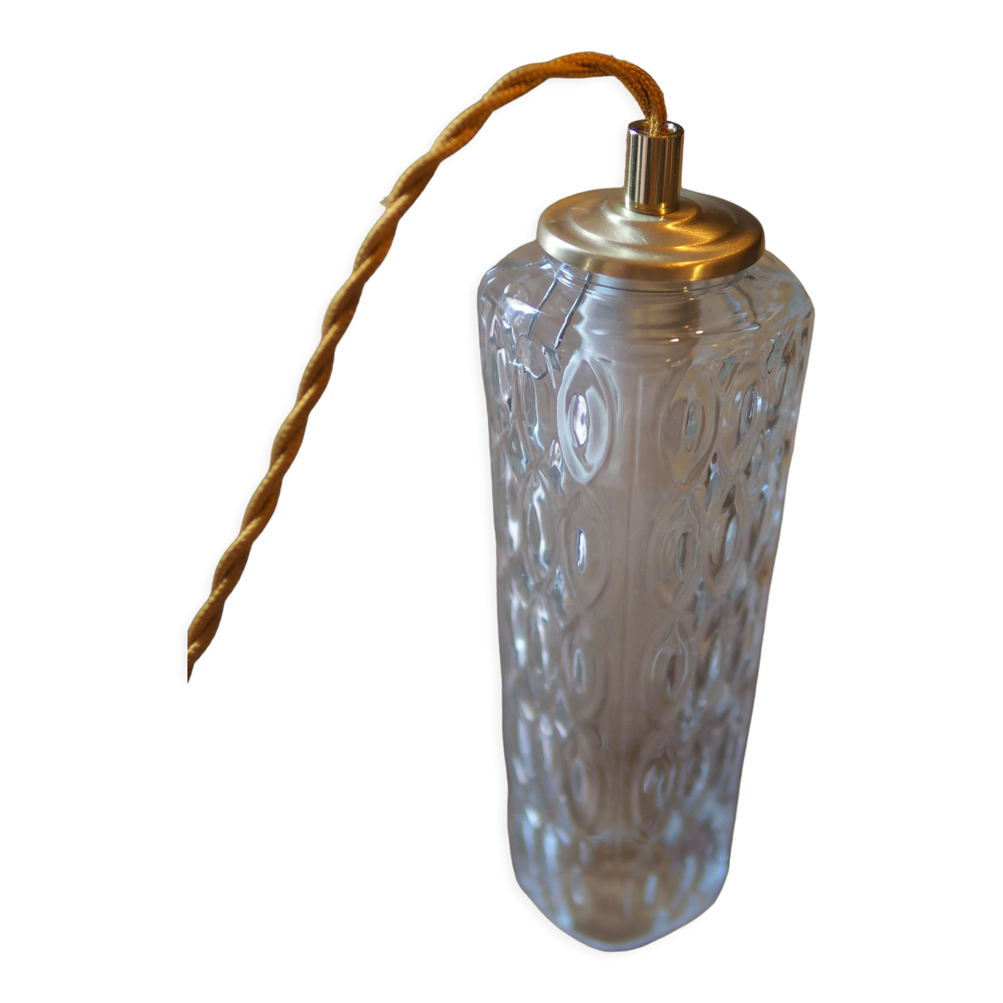 Vintage walking lamp - Transparent molded glass globe