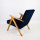 Fauteuil vintage en velours bleu marine Var, années 1970