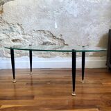 Ensemble de tables basses gigognes en verre et laiton