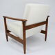 Fauteuil vintage original restauré poil de bras, designer E. Homma, années 1960, blanc bouclé