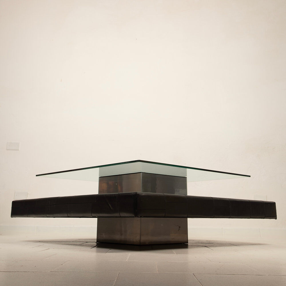 Table basse avec base en cuir de pecari par Tito Agnoli pour Caleido, 1970