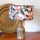 Scandinavian style fabric lampshade table lamp on sandstone base