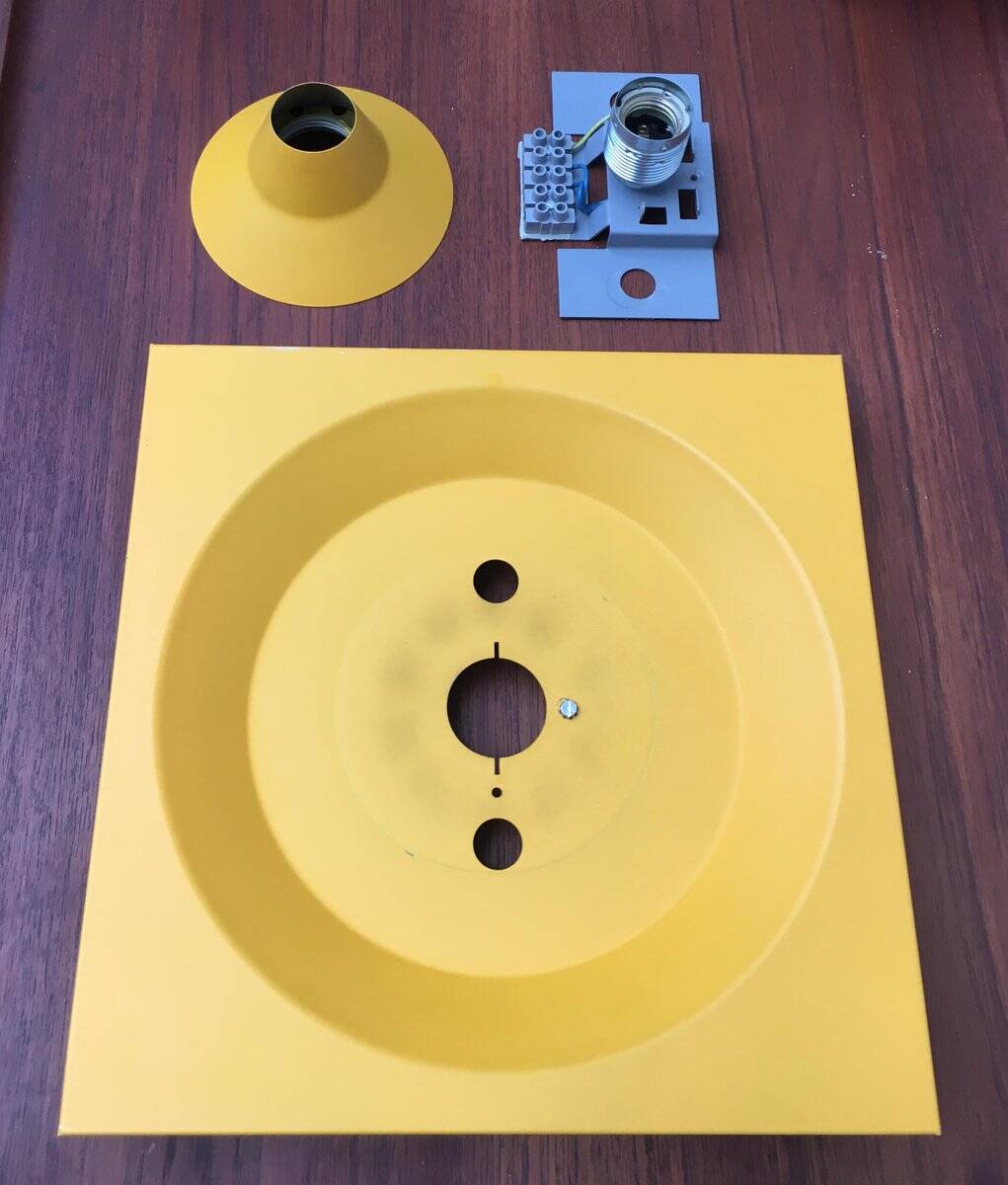 Wall lamp or ceiling light in metal by Klaus Hempel for Kaiser Leuchten, 1970s.