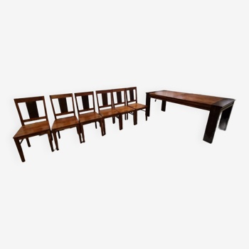 Table & 6 chaises bois acacia massif