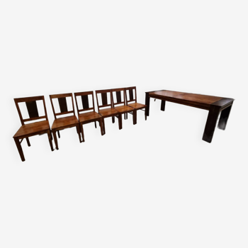 Table & 6 chairs solid acacia wood