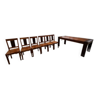 Table & 6 chairs solid acacia wood