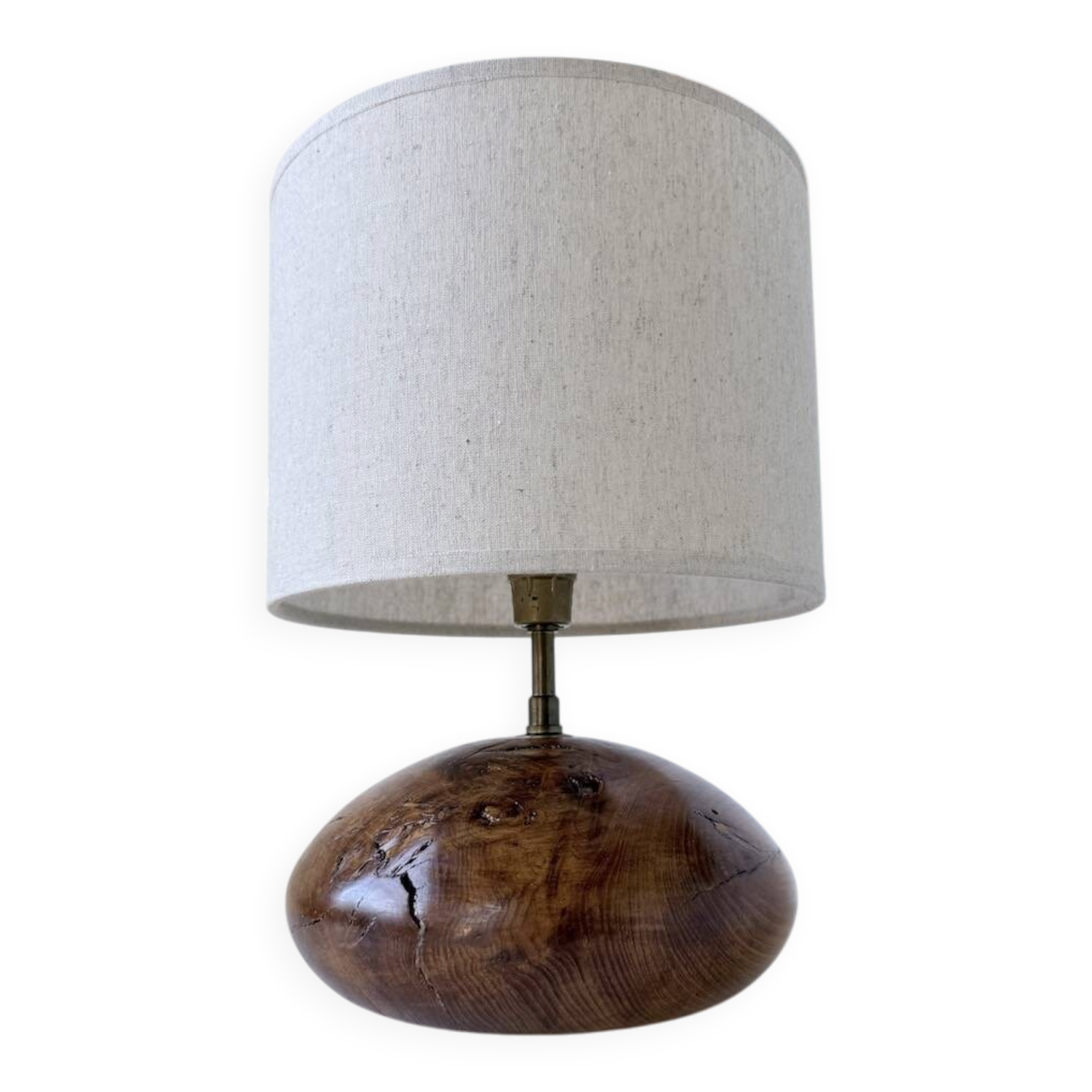 Brutalist olive wood table lamp 1970