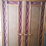 Wardrobe in rattan, caning and velvet