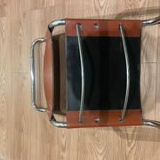 Hanging chair in Mart Stam S33 style in chrome metal and cognac imitation leather