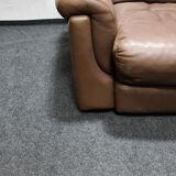 Canapé biplace vintage en cuir brun de Rolf Benz