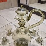 Roemer Glasses and Carafe 19th Century Mouth Blown Crystal