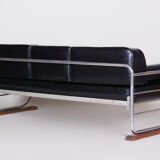 Black Slezak sofa made in 1930s Czechia