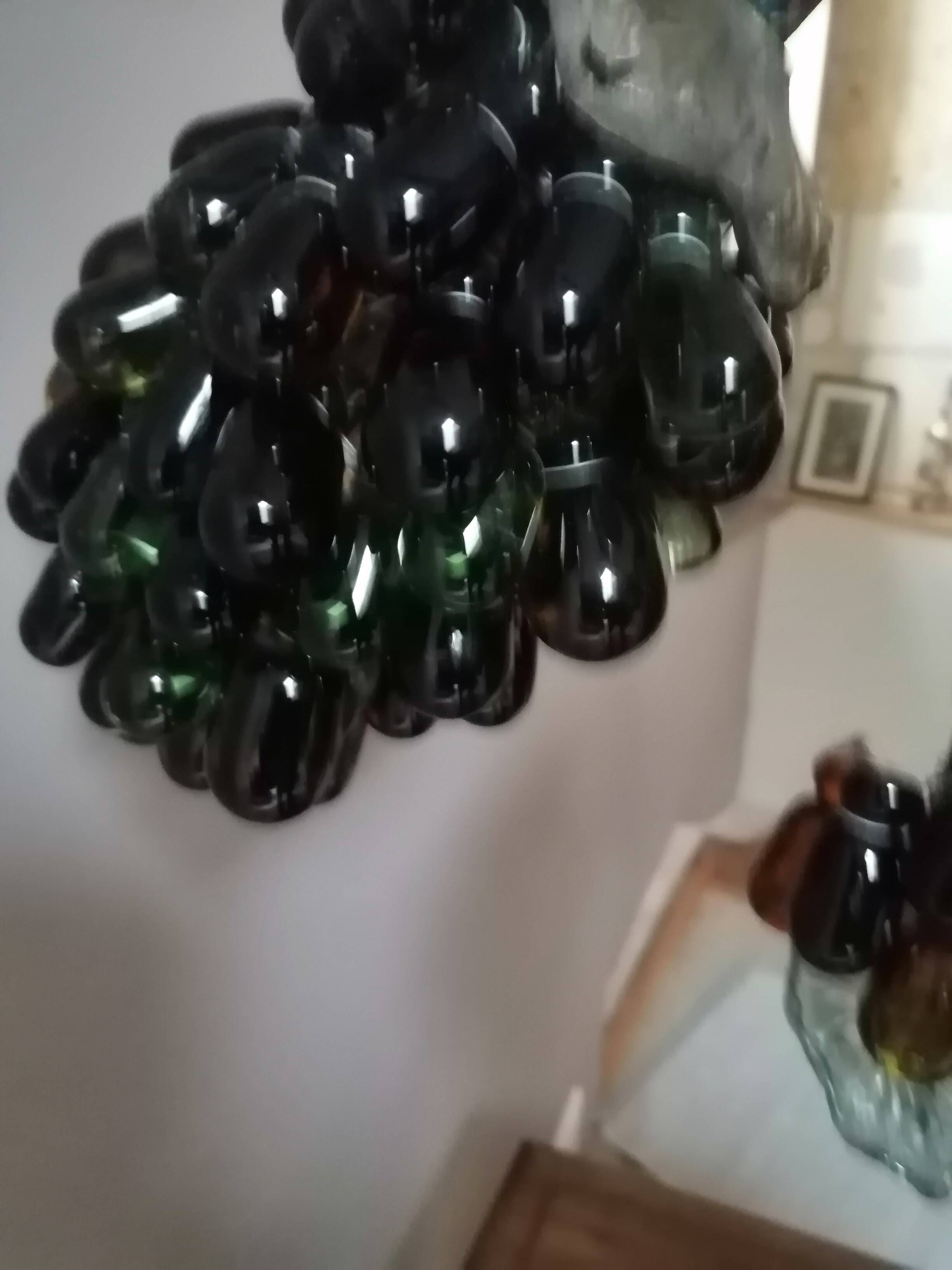 Art deco lamp, bunches of grapes in Murano glass, bronze base